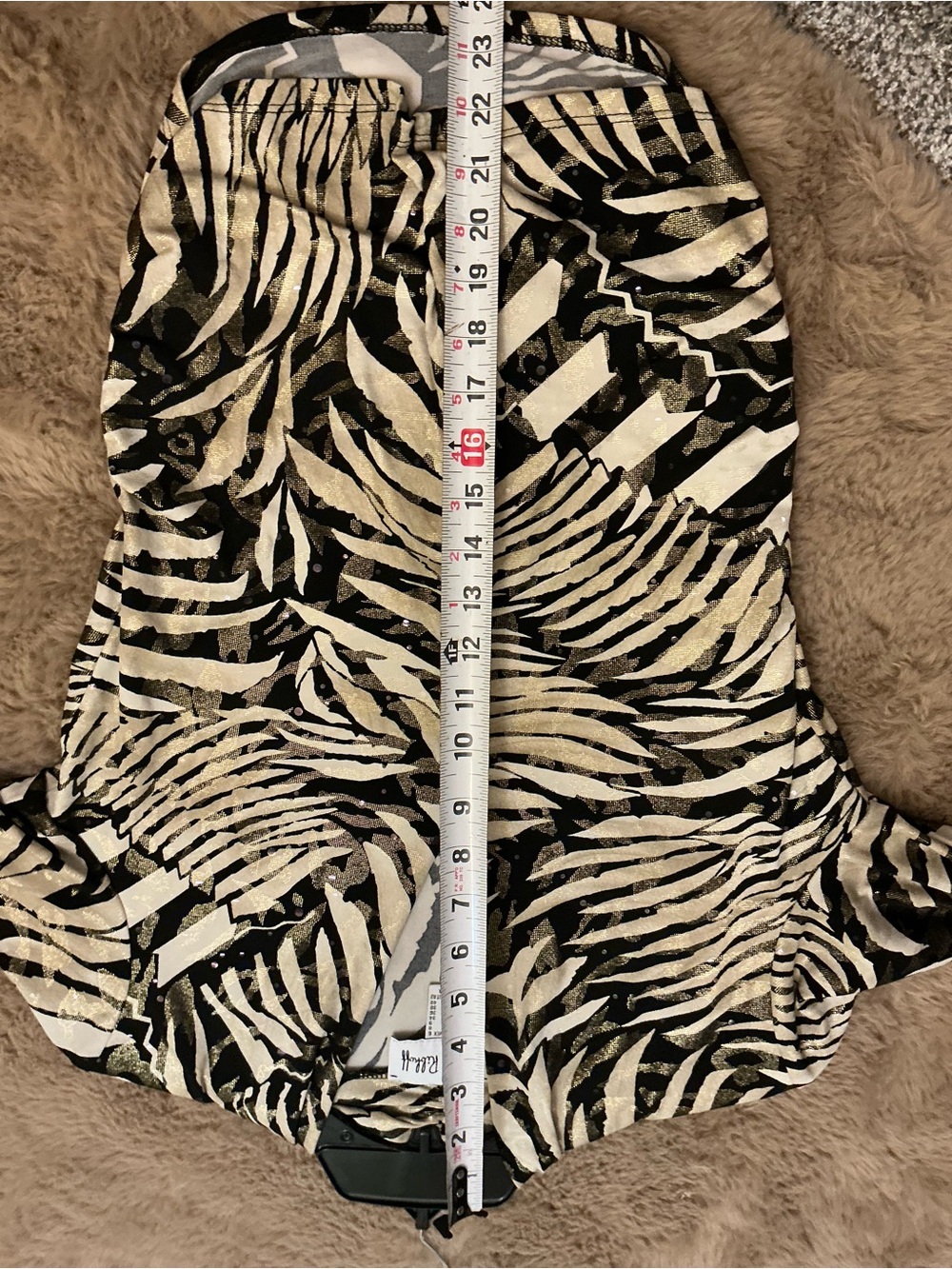 Joseph Ribkoff Metallic Gold Zebra Top V-Neck Sequin Travel Tunic 193156X Size 6 - Picture 5 of 6
